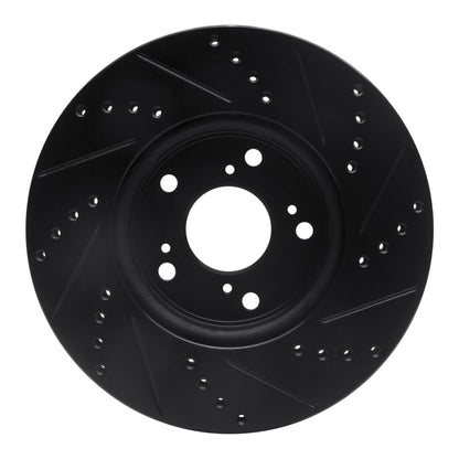R1 Concepts R1 13-22 Honda Accord Coupe Front Left Drilled & Slotted Black Brake Rotor