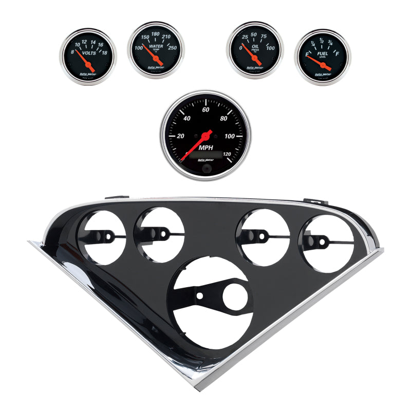 Autometer Designer Black Direct Fit Dash Kit 55-56 Chevrolet (1 x 3-3/8in. / 4 x 2-1/16in.)