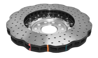 DBA 15-20 Volkswagen Golf R 3.6L Front 5000 Series Cross Drilled Rotor w/Silver Hat