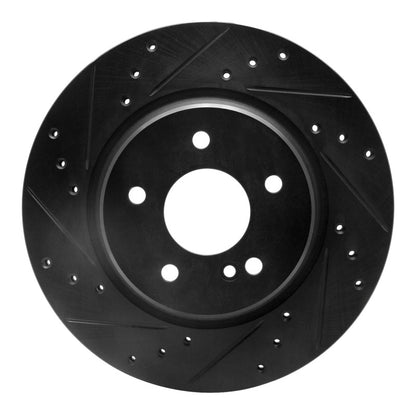 R1 Concepts R1 98-09 Chrysler Crossfire Rear Left Drilled & Slotted Black Brake Rotor