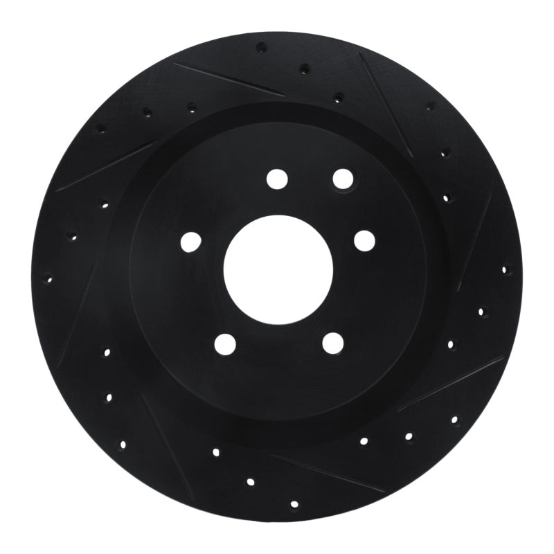 R1 Concepts R1 03-08 Infiniti G35 Rear Right Drilled & Slotted Black Brake Rotor