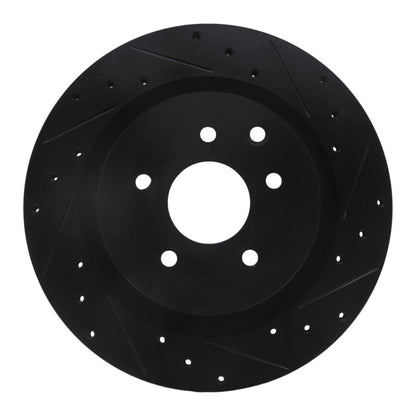 R1 Concepts R1 03-08 Infiniti G35 Rear Right Drilled & Slotted Black Brake Rotor