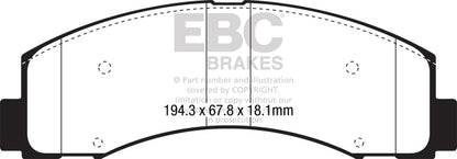 EBC 2018+ Ford F-150 2.7L Twin Turbo (2WD) Yellowstuff Front Brake Pads