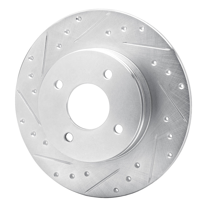 R1 Concepts R1 84-85 Nissan 300ZX Rear Left Drilled & Slotted Silver Brake Rotor