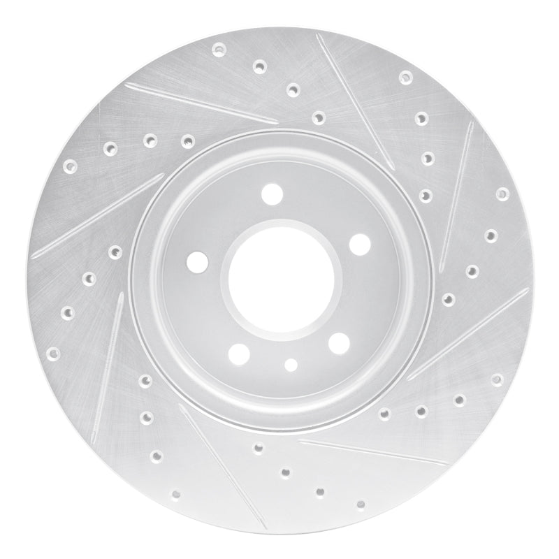 R1 Concepts R1 13-25 Cadillac ATS Front Left Drilled & Slotted Silver Brake Rotor