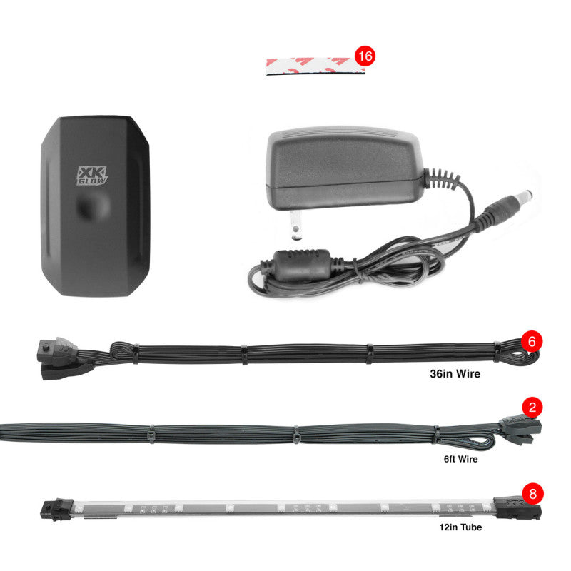 XKGLOW XK Glow Flex Strip Million Color XKCHROME App Controlled Home Indoor & Outdoor LED Light Kit 4x3ft