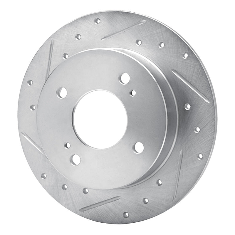 R1 Concepts R1 89-98 Nissan 240SX Rear Left Drilled & Slotted Silver Brake Rotor