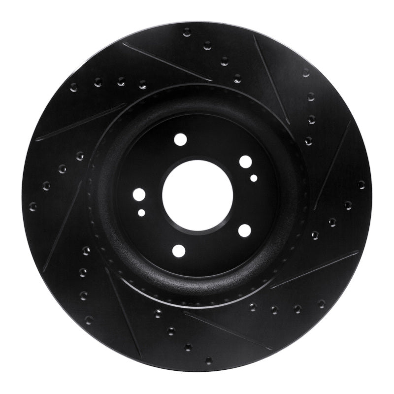 R1 Concepts R1 18-23 Genesis G70 Front Left Drilled & Slotted Black Brake Rotor
