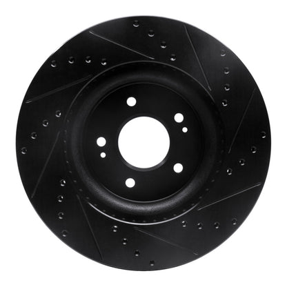 R1 Concepts R1 18-23 Genesis G70 Front Left Drilled & Slotted Black Brake Rotor