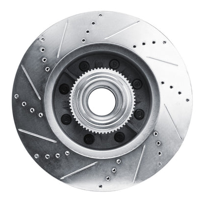 R1 Concepts R1 11-25 Ford F-350 Super Duty 2WD Front Right Drilled & Slotted Silver Brake Rotor