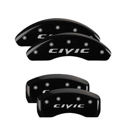 MGP 4 Caliper Covers Engraved Front & Rear MGP Yellow Finish Black Char 2007 Honda Civic