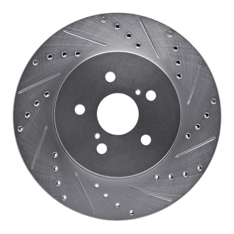 R1 Concepts R1 04-09 Lexus RX330 Front Right Drilled & Slotted Silver Brake Rotor