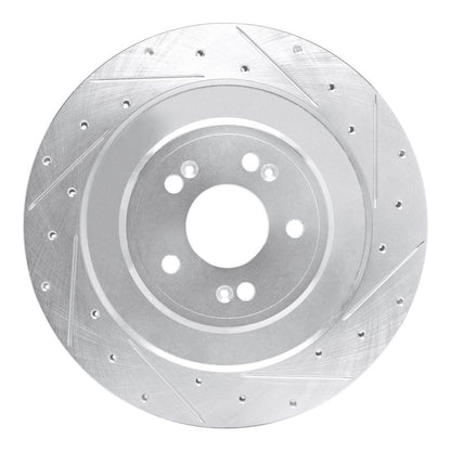 R1 Concepts R1 21-26 Genesis G80 Rear Right Drilled & Slotted Silver Brake Rotor