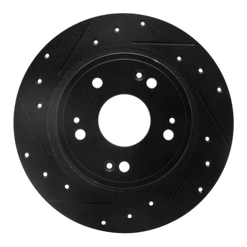 R1 Concepts R1 05-17 Honda Accord Rear Left Drilled & Slotted Black Brake Rotor