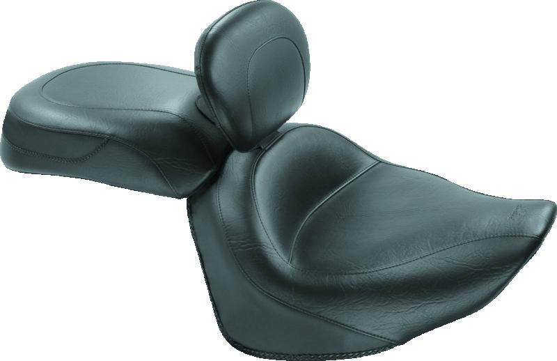 Mustang Motorcycle Mustang 08-17 Yamaha Raider Wide Touring 2PC Seat w/Diver Backrest - Black