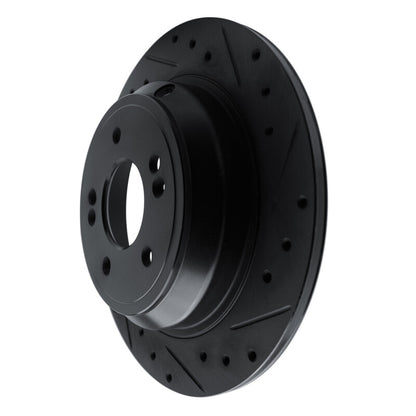 R1 Concepts R1 09-20 Genesis G80 Rear Right Drilled & Slotted Black Brake Rotor