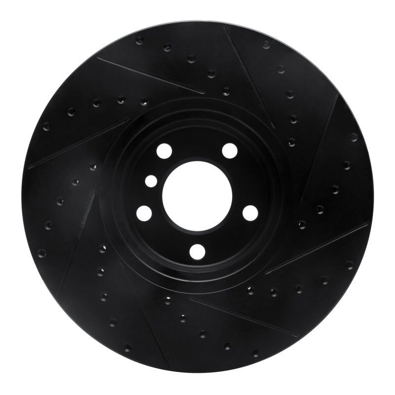 R1 Concepts R1 02-06 BMW X5 Front Left Drilled & Slotted Black Brake Rotor