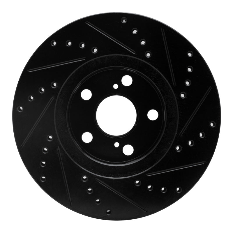 R1 Concepts R1 00-10 Pontiac Vibe Front Left Drilled & Slotted Black Brake Rotor