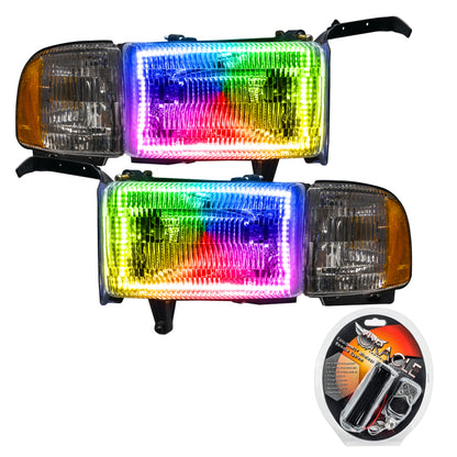 ORACLE Lighting Oracle 94-02 Dodge Ram Pre-Assembled Halo Headlights - ColorSHIFT