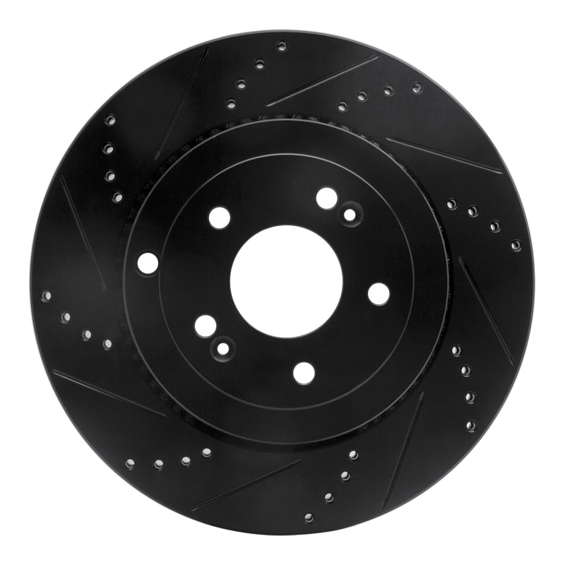 R1 Concepts R1 10-16 Hyundai Genesis Coupe Rear Left Drilled & Slotted Black Brake Rotor