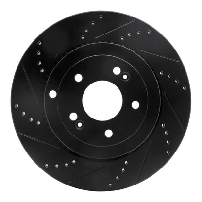 R1 Concepts R1 10-16 Hyundai Genesis Coupe Rear Left Drilled & Slotted Black Brake Rotor