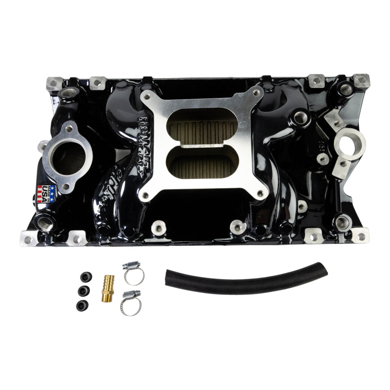 Edelbrock RPM Air-Gap Manifold for Small-Block Chevy Vortec - Black Plasma Finish