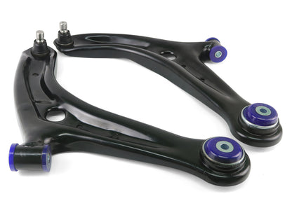 SuperPro 2011-2019 Ford Fiesta S Front Lower Control Arm Set w/ Bushings (+Caster)