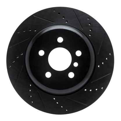 R1 Concepts R1 17-25 BMW 530I Left Rear Drilled & Slotted Black Brake Rotor