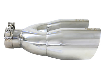 aFe Takeda 2.5in 304 Stainless Steel Clamp-on Tip Passenger Side 2.5in Inlet 4inDual - Polished