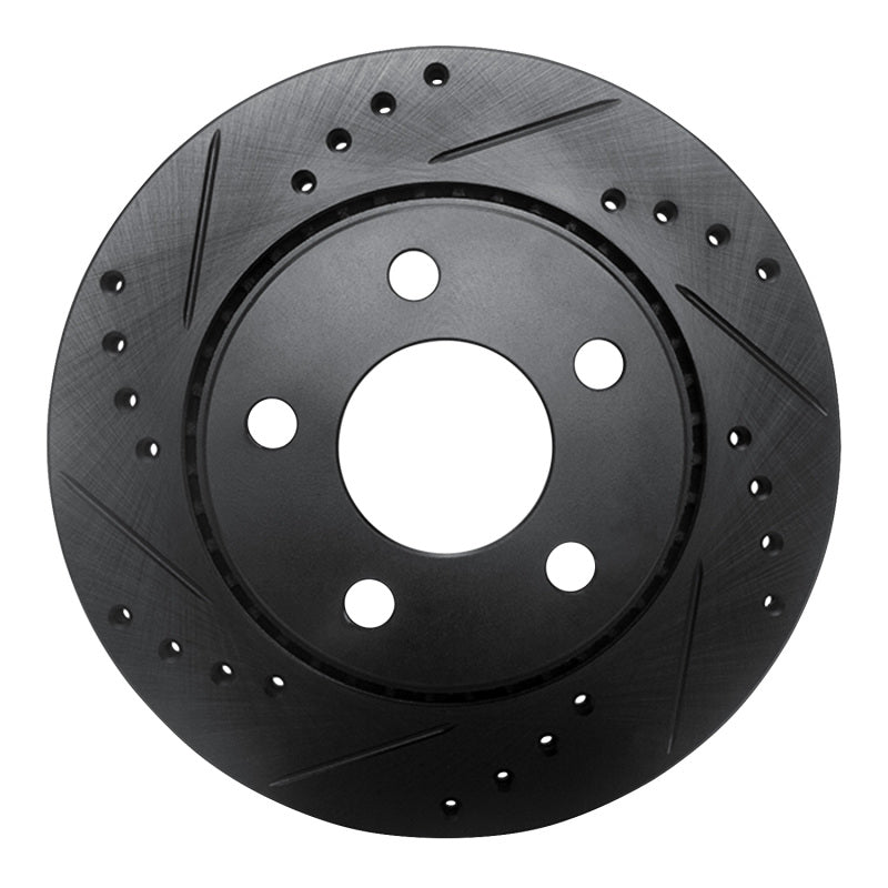 R1 Concepts R1 85-91 Audi 5000CS Turbo Quattro Rear Left Drilled & Slotted Black Brake Rotor