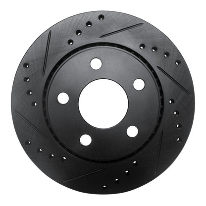 R1 Concepts R1 85-91 Audi 5000CS Turbo Quattro Rear Left Drilled & Slotted Black Brake Rotor