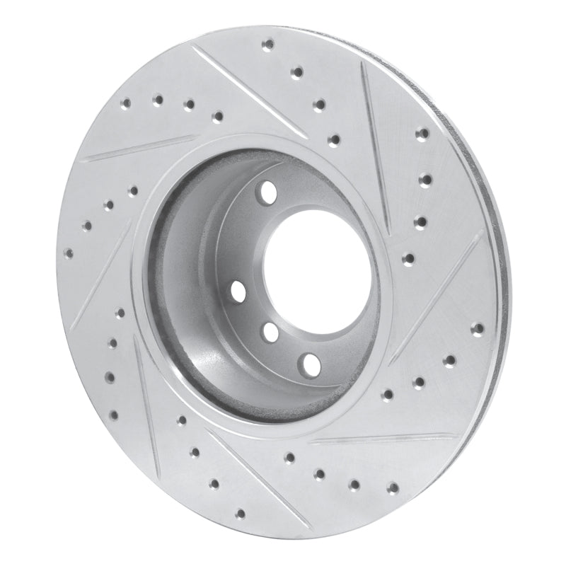 R1 Concepts R1 89-95 BMW 525IT Front Left Drilled & Slotted Silver Brake Rotor