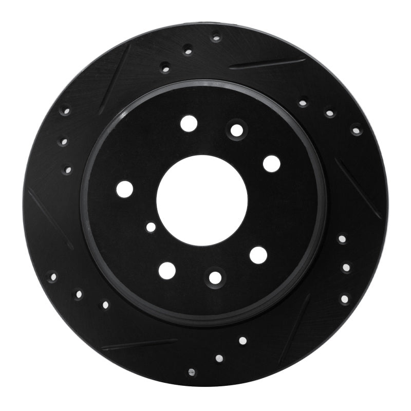 R1 Concepts R1 86-91 Mazda RX-7 Rear Left Drilled & Slotted Black Brake Rotor