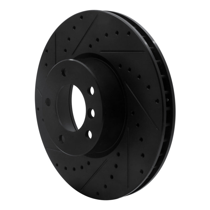 R1 Concepts R1 00-03 BMW 540I Front Left Drilled & Slotted Black Brake Rotor