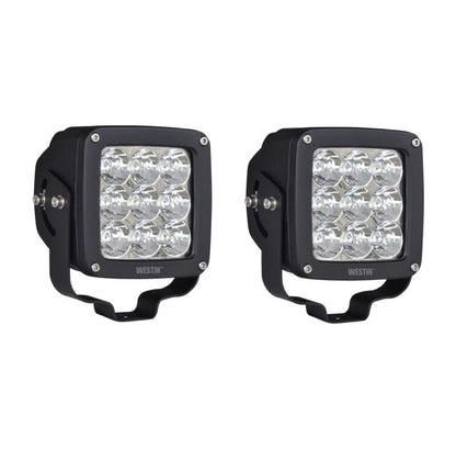 Westin Axis LED Auxiliary Light 4.5 inch x 4.5 inch Square Flood w/3W Osram (Set of 2) - Black