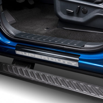 Putco 99-16 Ford SuperDuty Crew Cab w/ SUPERDUTY Etching (4pcs) Black Platinum Door Sills