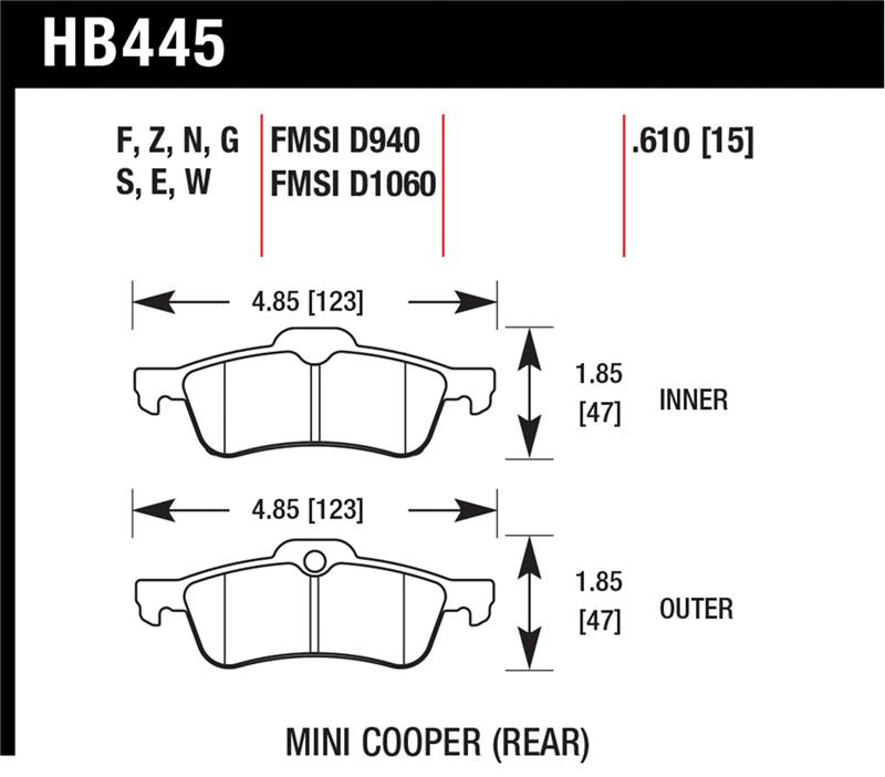 Hawk Performance Hawk 02-06 Mini Cooper / Cooper S HP+ Street Rear Brake Pads