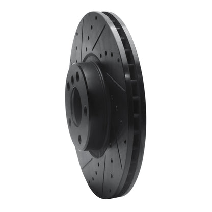 R1 Concepts R1 07-18 BMW X5 Front Left Drilled & Slotted Black Brake Rotor
