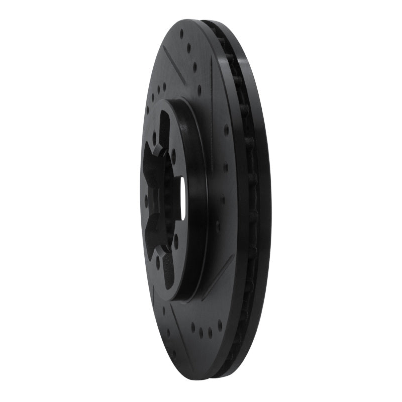 R1 Concepts R1 1984-1989 Nissan 300ZX Front Right Drilled & Slotted Black Brake Rotor