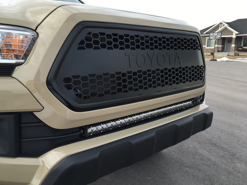 Cali Raised LED Cali Raised 2016-2023 Toyota Tacoma 32In Lower Bumper Flush Slim Light Bar Kit - Blue Backlight-Tall