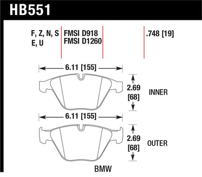 Hawk Performance Hawk 2011 BMW 1-Series M HPS 5.0 Front Brake Pads