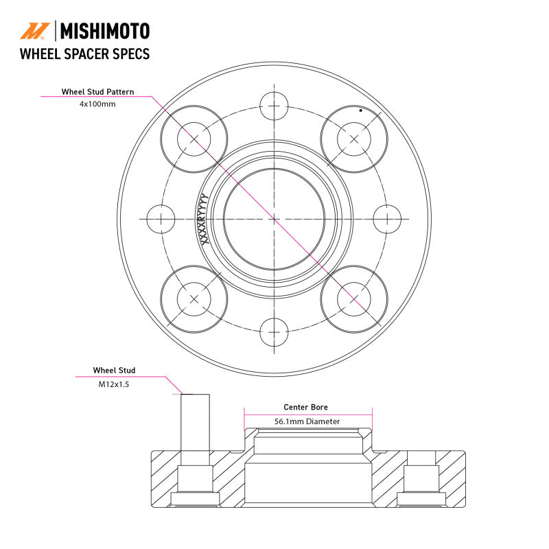 Mishimoto Wheel Spacers - 4x100 - 56.1 - 20 - M12 - Black