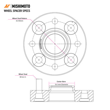 Mishimoto Wheel Spacers - 4x100 - 56.1 - 20 - M12 - Black