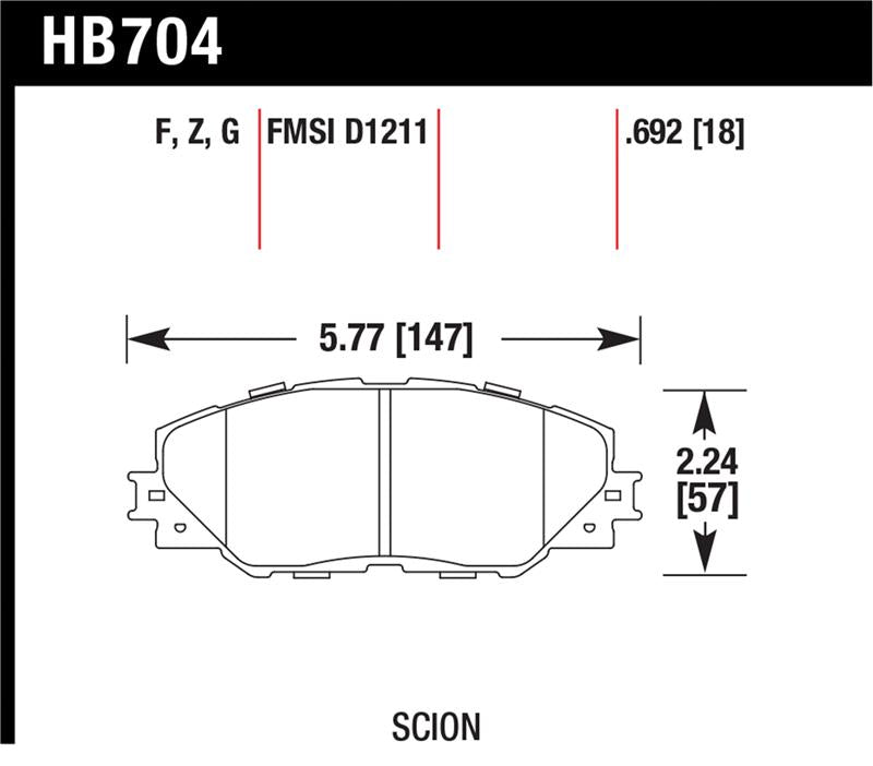 Hawk Performance Hawk 06-09 Toyota RAV4 / 10-13 Toyota Matrix Performance Ceramic Front Brake Pads