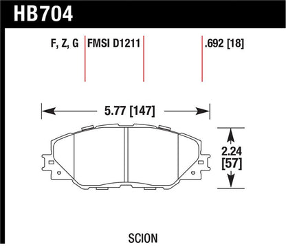 Hawk Performance Hawk 06-09 Toyota RAV4 / 10-13 Toyota Matrix Performance Ceramic Front Brake Pads