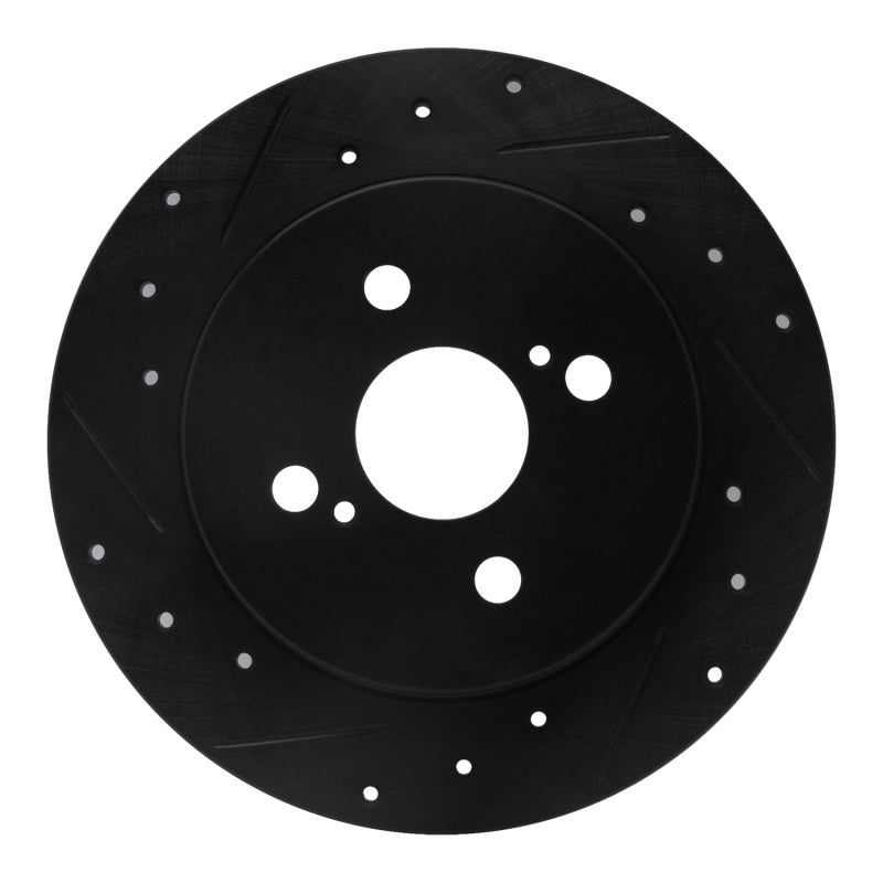 R1 Concepts R1 12-18 Toyota Yaris (USA/Canada) Rear Left Drilled & Slotted Black Brake Rotor