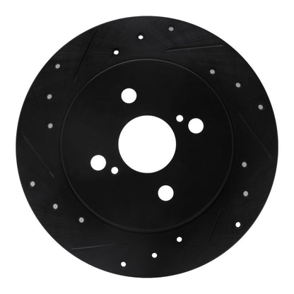 R1 Concepts R1 12-18 Toyota Yaris (USA/Canada) Rear Left Drilled & Slotted Black Brake Rotor