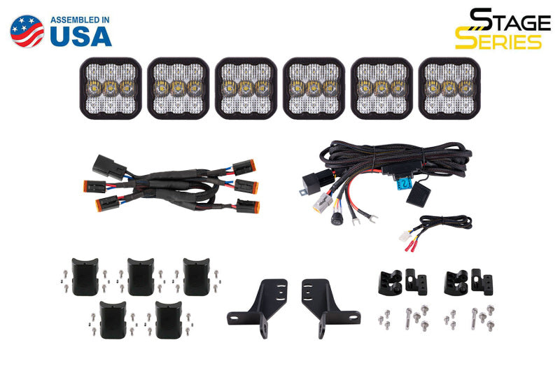 Diode Dynamics Bronco SS5 6-Pod CrossLink Grille Lightbar Kit Sport - White Combo