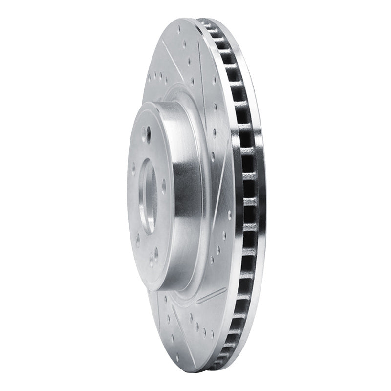 R1 Concepts R1 18-23 Genesis G70 Front Right Drilled & Slotted Silver Brake Rotor