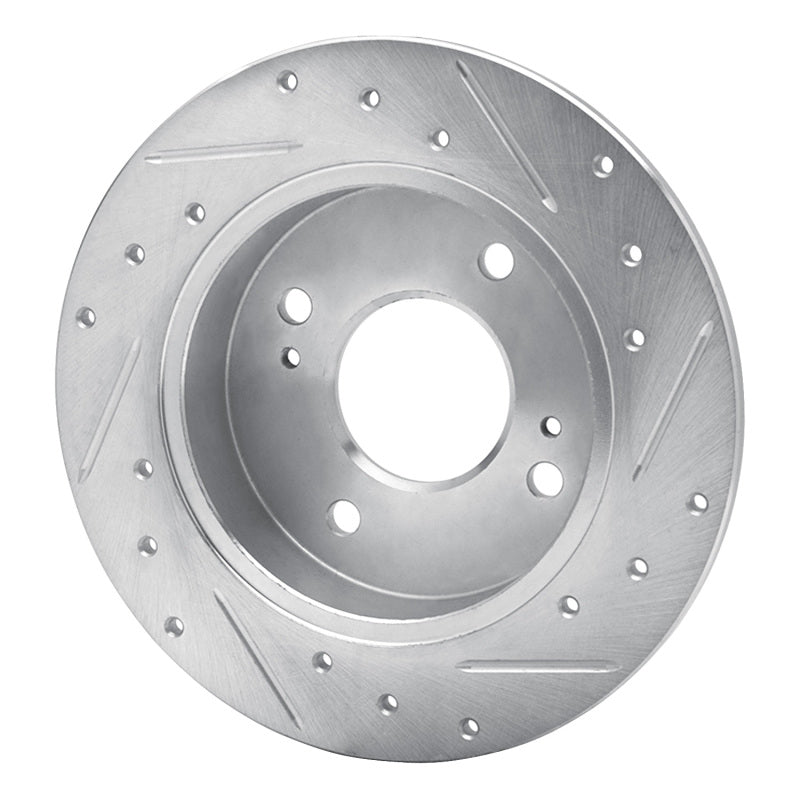 R1 Concepts R1 89-98 Nissan 240SX Rear Left Drilled & Slotted Silver Brake Rotor